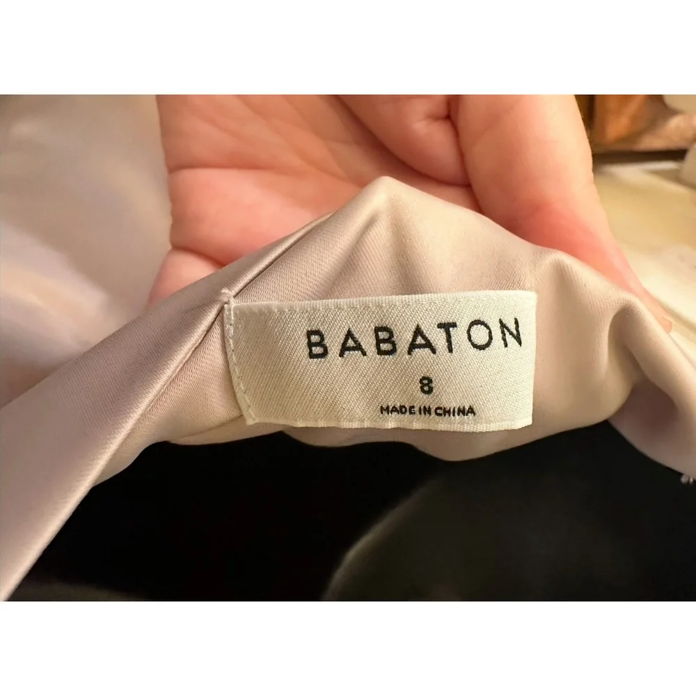 Aritzia Babaton Midi Satin Slit Dress, Size 8, Blush Pink / Pearl - Picture 10 of 10